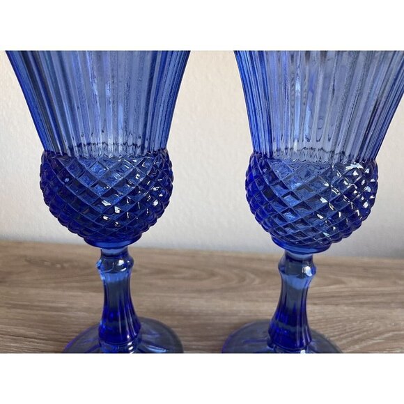 VTG Fostoria Avon Goblets Stem Cobalt Blue George & Martha Washington 1976 - Picture 6 of 9